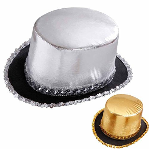 Cylinderhatt silver paljetter cylinder hatt silver disco glitterhatt showhatt huvudbonad nyårsafton party herrhatt damer hatt karneval show glitter karneval hatt karneval hatt slager temafest