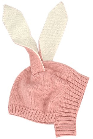 Elonglin Unisex Baby Hüte Pudelmütze Süß Mütze Mischfarbe Winter Warm Strick Hut Cartoon Ohren Weich Warmfutter Pink mit Warmfutter One Size(3-18 Monate)