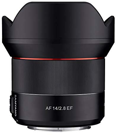 Samyang 8008 AF 14mm F2,8 EF für Canon EF Objektiv I Weitwinkel mit 116,6° Bildwinkel & präzisem Autofokus I Festbrennweite für alle Spiegelreflex Canon EF Vollformat & APS-C Kameras I Metallgehäuse