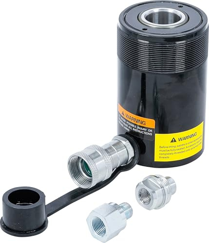 BGS 9530 | Hydraulikzylinder | 700 bar | 13,0 t | Hub 42 mm | Hohlkolben mit 19,5 mm Bohrung | Außendurchmesser 70 mm | Flanschgewinde 2-3/4x16 | Gewicht 2,8 kg