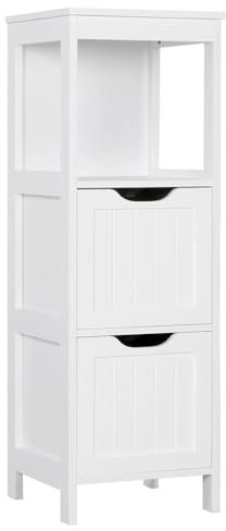Yaheetech Mueble Baño Auxiliar 30x30x89cm Armario Baño Columna con 2 Cajones Armario Cocina de Auxiliar Cajonera Estrecho para Sala de Estar Blanco