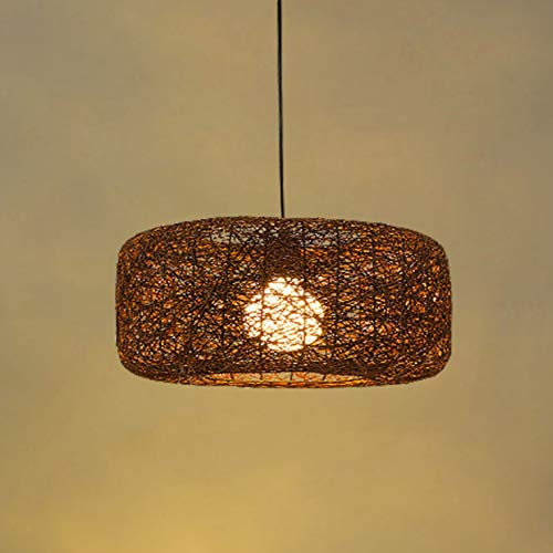 GUANSHAN Lampadario intrecciato a mano in rattan naturale Lampadario a sospensione in stile pastorale naturale per ristorante, bar, camera da letto, ingresso