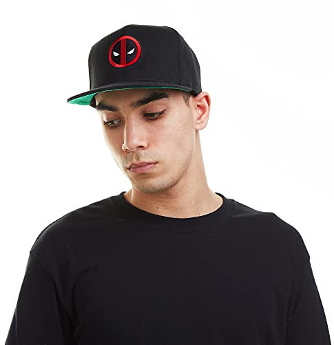 Marvel Flache Kappe mit Deadpool-Logo für Herren, Schwarz (Schwarz Schwarz), Einheitsgröße