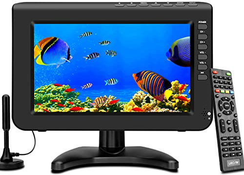 ZOSHING 10.1inch Small Portable TV with Freeview-Digital DVB-T2,720P Screen for USB,DC/12Volt IN,HDMI/AV input,for Mini Camping/Kitchen/Caravan