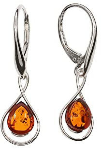 Bernstein Ohrringe, elegante Damen Ohrhänger aus Bernstein und 925/000 Sterling Silber rhodiniert von Artisana-Schmuck