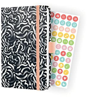 SIGEL J2310 Wochenkalender Jolie 2022 - ca. A6 - schwarz, weiß - Hardcover - 174 Seiten - mit fröhlichem Kalendarium, vielen Infos und praktischen Stickern - FSC-zertifiziert - Terminplaner