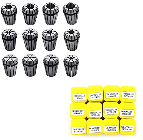TINVHY 12er Pack ER16 Federzangen Set für CNC Fräsmaschine Drehmaschine Graviermaschine