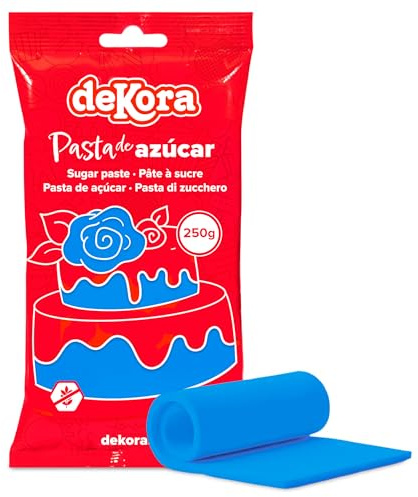 Dekora - Fondant Blu | Pasta di Zucchero per Torte - Copertura per Biscotti, Torte, Pasticcini o Cupcakes con la quale é Possibile Creare Qualsiasi Tipo di Decorazione - 250 gr