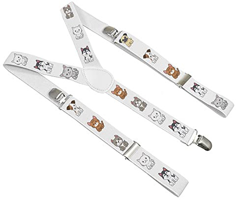 Ferocity Unisex Kleine Hosenträger für Kinder Mädchen Jungen Kleinkind Baby für 2-8 Jahres alt Muster Hunde und Katzen Cats and Dogs [012]