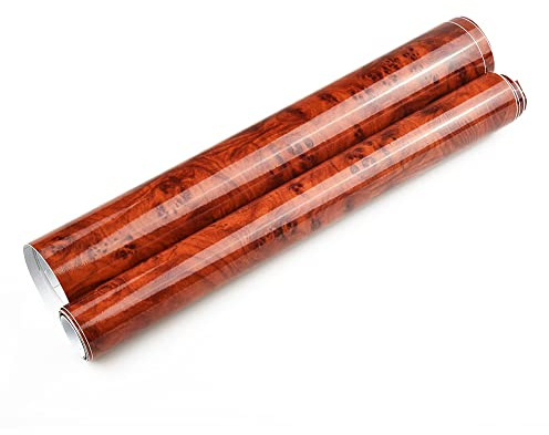 ZYNCUE Lot de 2 rouleaux de film de protection pour intérieur de voiture - 30 x 100 cm - En vinyle texturé - Effet bois brillant - Imperméable