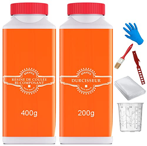 Résine époxy transparent avec durcisseur 300g - Kit de réparation PRV pour bateau, voiture, modélisme, construction de véhicules - Tissu roving inclus, Tissu de verre 160g/qm - BEKATEQ BK-170EP