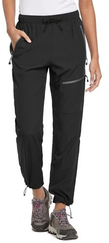 BALEAF Pantaloni da donna Capri per attività all'aria aperta, impermeabili, ad asciugatura rapida, leggeri, con protezione dai raggi UV UPF 50 e tasche dotate di cerniera, S petite