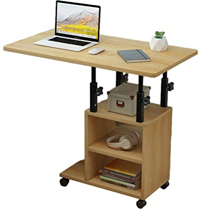 Verstellbare Stehpulte Für Zuhause, Büro, Überbetttisch, Aufbewahrung, Sofa, Laptop, Notebook, Schreibtisch, Mobiler Wagen, Computer-Arbeitsplatz Mit Rollen, Arbeitszimmer, Schlafzimmer (Braun)