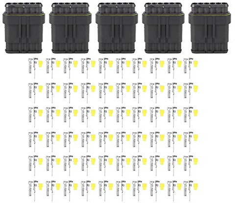 Connettore per Auto Impermeabile, Kit Connettore Elettrico Impermeabile a 6 Pin, Connessione Connettori Cavo per Auto a 6 Prese, Connettori per Candele Automobilistiche