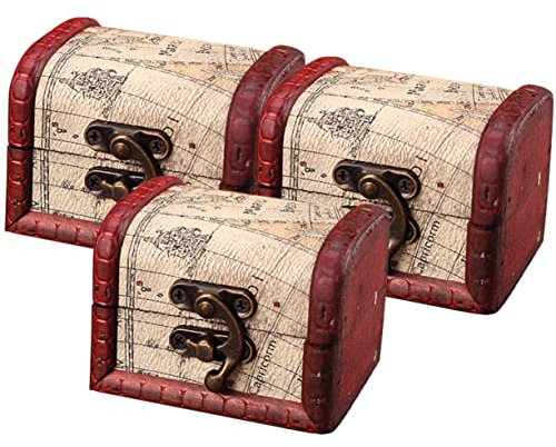 SHERCHPRY 3stücke Schatzkiste Aus Holz Im Vintage-stil Aufbewahrungsbox Für Schmuck Kleine Holzkiste Mit Schloss Retro Design Praktisch Für Zuhause Und Büro