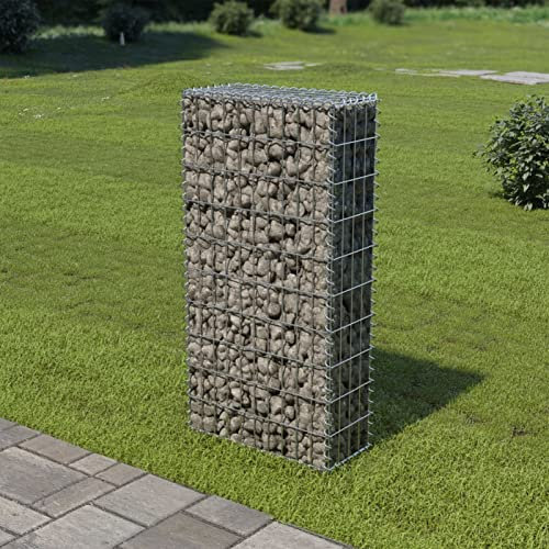 Mengtu Gavión pared con cubierta de gaviones de piedra gaviones cesta de piedra gaviones pared cesta de alambre para jardín 50 × 20 × 100 cm acero galvanizado muebles de jardín