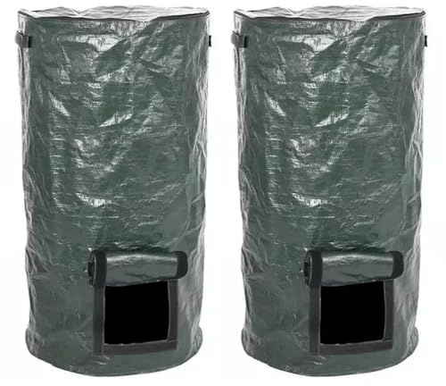 2 st trädgårdsavfallspåsar, 34 Gal kraftiga gröna trädgårdsavfallspåsar med handtag, återanvändbara utomhus soppåsar för blad, skräp, skräp