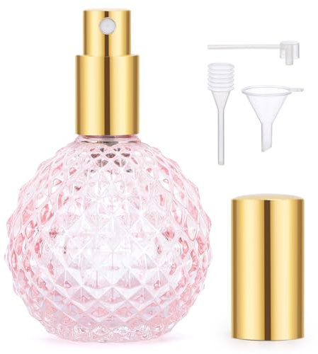 Segbeauty Atomizador Perfume Recargable, Pulverizador Cristal 100ml para Colonia, Dispensador Perfume Viaje, Botella Pulverizador Portátil para Colonia (Rosa)