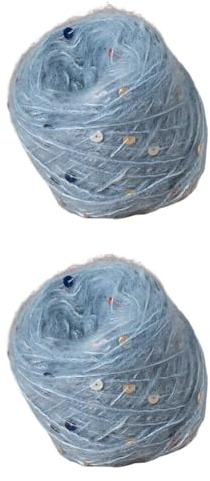 2 Rollen Mohair Pailletten Garn Hautfreundlich Häkeln Wolle Garne Baumwolle Strickgarn Pailletten Garn Nähfaden Hand Häkelgarn Nadelarbeit Baumwoll kreuzstich Stickgarn DIY Craft Nähstränge