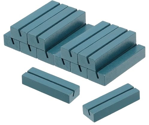 PATIKIL Portatarjetas de Madera, 12 Unidades Soporte de Señal de Mesa Soportes de Números de Mesa Soportes de Tarjetas de Nombre para Mostrar Menús de Fotos, Gris Azul