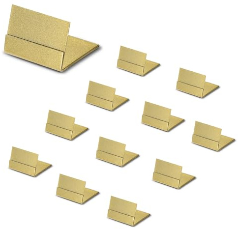 PODUFF Gold Table Number Holders, 12-Pack Metal Place Card Stands & Picture Holders with Storage Box - Ideal for Weddings, Anniversaries, and Parties