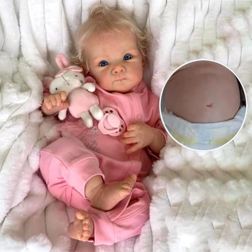 Zero pam Reborn Baby Girl 48CM Lebensechte Babypuppe, Silikon-Vinyl Körper, Puppe Mit Silikon Gliedmaßen, Reborn Puppen Lebensecht