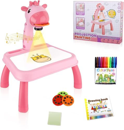 Toy Tracked and Draw Projector, Kids Drawing Board with Smart Projector and Light Music