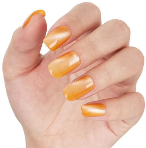 TUTUYU Ljusorange kattögon-gelnagellack – perfekt för gör-det-själv för hemmet och present till nagelkonst-älskare!