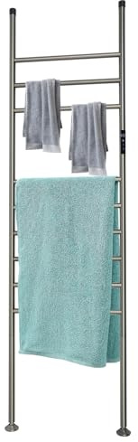 Radiador de toallas eléctrico, 150 W, 220 V, IPX4, radiador de baño de pie con temporizador de 1-24H y 9 barras, toallero eléctrico, secador de toallas para baño, 42,5 x 160 cm, hasta 15 kg, color