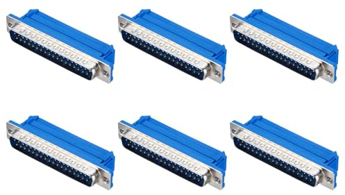 QUARKZMAN Confezione da 6 Connettore D-sub DB37 IDC Crimp Connettore | Maschio Presa 37-pin 2-Row Maschio Porta Seriale Breakout, per Attrezzature Meccaniche CNC Computer