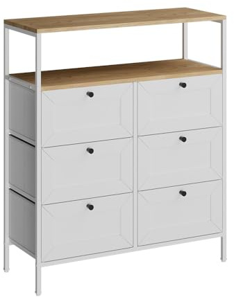 Vicco Kommode Belaro, Weiß, 80 x 95 cm | 6 Schubladen, zur Aufbewahrung von Küchenutensilien und Geschirr geeignet