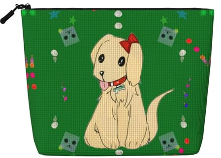 Kultur- und Kosmetiktasche für Damen, Cartoon-Hund auf Gras, Unisex-Kulturbeutel, Aufbewahrungstasche für Körperpflege