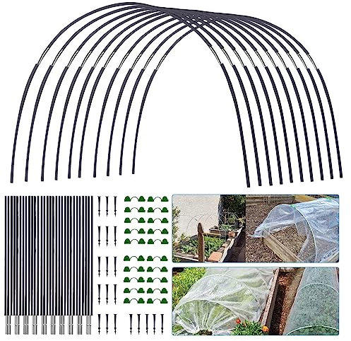 MOREASE Pflanztunnel Bögen, Garten-Reifen Gewächshaus-Reifen pflanztunnel bögen für hochbeet vogelschutznetz hochbeet kulturschutznetz mit bögen, Fiberglas-Stützrahmen für Pflanzenabdeckung (30 pcs)