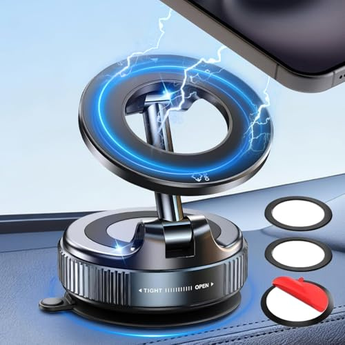 beseloa Support Téléphone Voiture Magnétique Ventouse,Compatible avec Magnétique,Porte Telephone Voiture Réglable à 360° & Pliable pour i-Phone 16 15 14 13 12 Pro Max Plus 16E