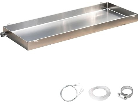 QSNYJPL Air Conditioner Drip Pan, Portable Drain Tray with Drain Hole, Oil Drip Pan 304 Stainless Steel, Prevent Leakage and Protect Floor, Air Conditioner Accessories(93x44x3.5cm/36.6x17.3x1.4in)