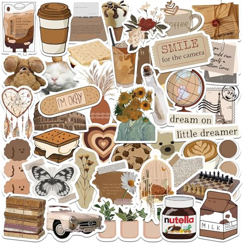 Alethron Aesthetic Sticker, 120 Stück Vintage Aufkleber Wasserfeste Retro Vinyl Stickers für Journal Laptop Kindle Scrapbook Koffer Fotoalbum Notebook DIY Deko