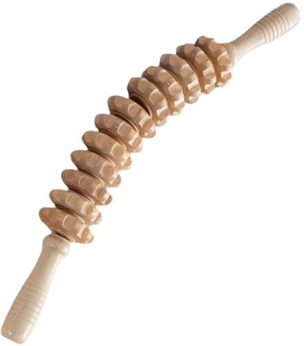 Massagerolle aus Holz gebogene glatte Cellulite-Massagerolle aus Holz mit rutschfestem Griff für Schultern Nacken Rücken Taille Beine und Bauch