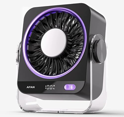 Joyan Mini ventilateur de table USB silencieux avec effet de refroidissement, puissant ventilateur exquis et 5 vitesses, rotation en degrés pour bureau, maison, bureau, extérieur (noir)