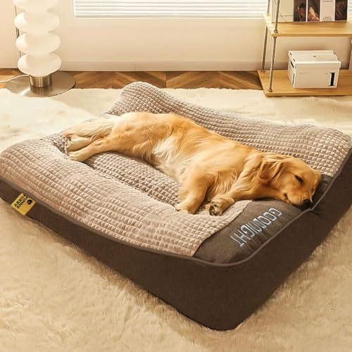 FUNNY FUZZY Orthopädisches Hundebett ergonomisches Hundesofa, 3XL, Braun | Waschbares weiches Hundekissen mit erhöhtem Rand, rutschfeste Unterseite, gemütliches Hundekorb große Hunde, Schwammfüllung