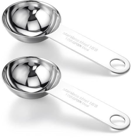 2PCS 15 ml Stainless Steel Teaspoon Measuring Spoons 3tsp Tablespoon Measurings Individual Measuring Scoop Single Teaspoons Metal Measurings Spoons Long Handle Spoon for Kitchen Home Tea Coffee