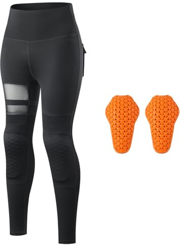 ARMAAN Leggings De Moto Para Mujer Con Rodilleras, Pantalones De Motociclismo Con Control Abdomen, Bolsillos Cargo Paneles Malla Y Protección Integrada, Practicar Yoga O Uso Casual
