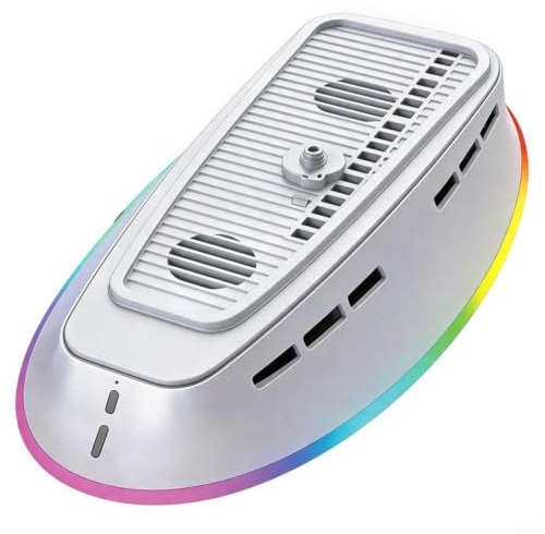 Risveglio Support de refroidissement RVB à double ventilateur pour PS5 pour PS5 Slim pour PS5 Pro, console ABS de refroidissement avec lumières RVB pour PlayStation 5