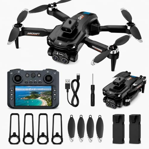 Hiwoor 4,3FPV-Drohne mit integriertem Bildschirm, Hindernisvermeidung, 4K Kamera, bürstenloser Motor, 20Min Flugzeit, faltbar,One-Touch Start/Landung, für Erwachsene&Anfänger