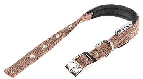 Ferplast Hundehalsband für kleine Hunde, verstellbar, gepolstert, Nylon, Metallschnalle, Halsumfang 23–31 cm, Braun