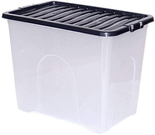 CrazyGadget® 80L 80 Litre Extra Large Big Plastic Storage Clear Box Strong Stackable Container - Made In U.K. (1)