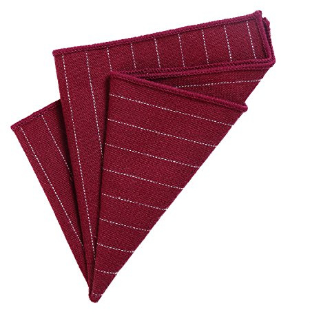 DonDon Herren kariertes Einstecktuch 23 x 23 cm Baumwolle Karomuster für Feste Feiern Büro und Freizeit dunkelrot-weiß gestreift