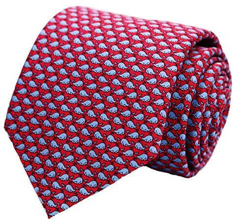 Cravates 100% soie pour hommes Animaux Cravates fantaisie imprimées pour soirée de mariage décontractée (Baleines Imprimées - Rose Chaud)