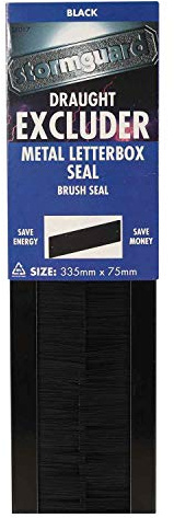 Stormguard Letterbox Draught Excluder Seal Brush with Flap Letter Box Metal Weather Cover (No Flap, Black)