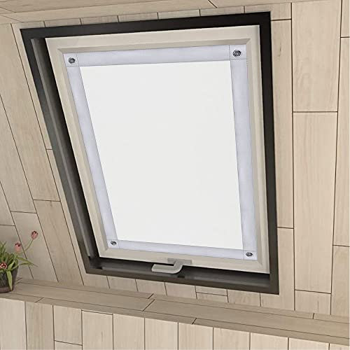 Eurohome 100% Verdunkelung Dachfenster Rollo ohne Bohren Sonnenschutz Verdunkelungsrollo mit Saugnäpfen für Velux-Fenster Weiß 60x115 cm für M08/308