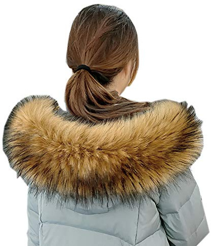 Modelshow Imitation Faux Fur Long Detachable False Collar Scarf Neck Wrap Neckerchiefs for Coat (raccoon)